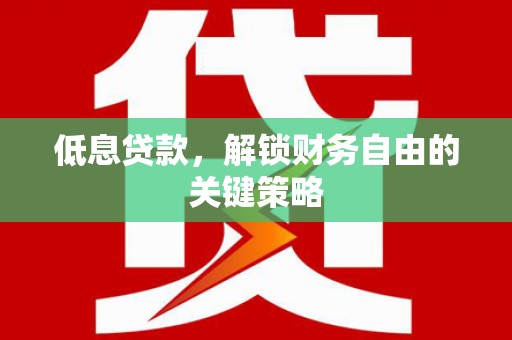 攸县低息贷款，解锁财务自由的关键策略